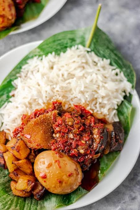 Rice and Ofada Sauce