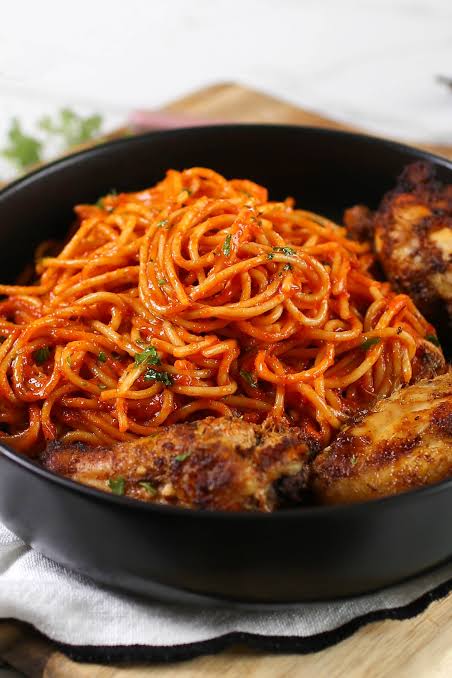 Jollof Spaghetti and Egg